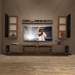 Decoraktiv Trendstyle 5220DAS Mdf Tv Ünitesi Tv Sehpası Ceviz - Siyah Mermer
