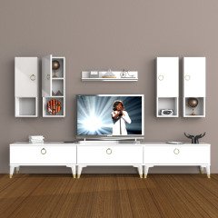Decoraktiv Eko 8DA Mdf Gold Tv Ünitesi Tv Sehpası Parlak Beyaz