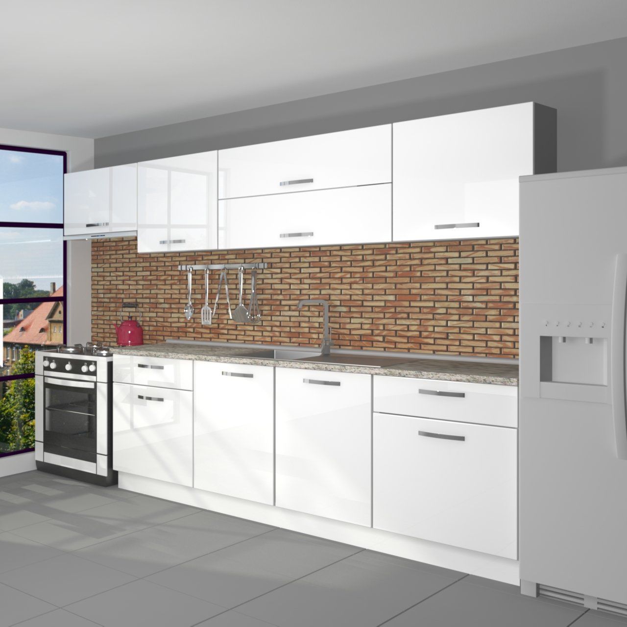 Decoraktiv Prestij 280 MDF Hazır Mutfak Dolabı Parlak Beyaz