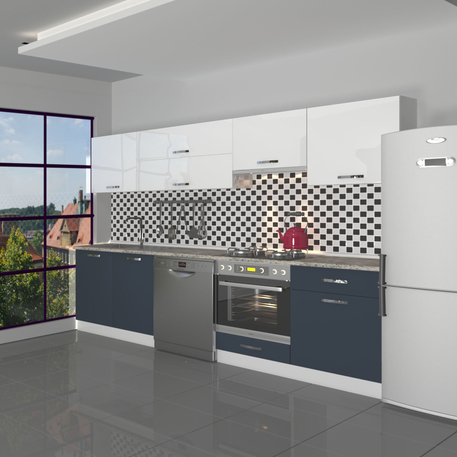 Decoraktiv Elite 280Y Ankastre MDF Hazır Mutfak Dolabı Antrasit - Beyaz
