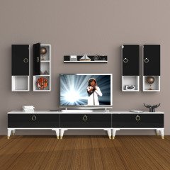 Decoraktiv Eko 8DA Mdf Gold Tv Ünitesi Tv Sehpası Beyaz - Siyah