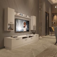 Decoraktiv Trendstyle 5220DA Slm Tv Ünitesi Tv Sehpası Parlak Beyaz
