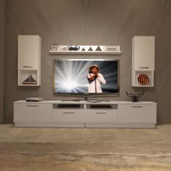 Decoraktiv Trendstyle 5220DA Slm Tv Ünitesi Tv Sehpası Parlak Beyaz