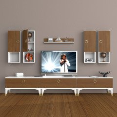 Decoraktiv Eko 8DA Mdf Gold Tv Ünitesi Tv Sehpası Beyaz - Ceviz