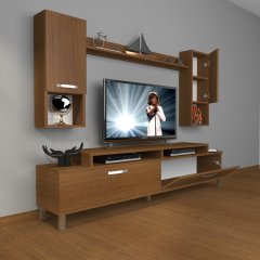 Decoraktiv Ekoflex 5DA Slm Krom Ayaklı Tv Ünitesi Tv Sehpası Ceviz