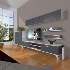 Decoraktiv Eko 6Y Mdf Dvd Retro Tv Ünitesi Tv Sehpası Beyaz - Antrasit