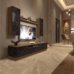 Decoraktiv Trendstyle 5DS Mdf Tv Ünitesi Tv Sehpası Pera - Siyah Mermer