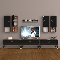 Decoraktiv Eko 8DA Mdf Gold Tv Ünitesi Tv Sehpası Ceviz - Siyah