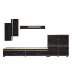 Decoraktiv Eko 6 Mdf Std Tv Ünitesi Tv Sehpası Beyaz - Siyah Mermer