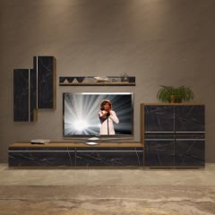 Decoraktiv Eko 6 Mdf Std Tv Ünitesi Tv Sehpası Pera - Siyah Mermer
