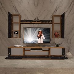 Decoraktiv Trendstyle 5DS Mdf Tv Ünitesi Tv Sehpası Ceviz - Siyah Mermer