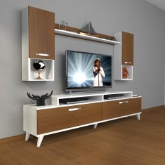 Decoraktiv Ekoflex 5DA Slm Retro Tv Ünitesi Tv Sehpası Beyaz - Ceviz