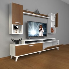 Decoraktiv Ekoflex 5DA Slm Retro Tv Ünitesi Tv Sehpası Beyaz - Ceviz