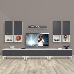 Decoraktiv Eko 8DA Mdf Silver Tv Ünitesi Tv Sehpası Beyaz - Antrasit