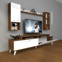 Decoraktiv Ekoflex 5DA Slm Retro Tv Ünitesi Tv Sehpası Ceviz - Beyaz