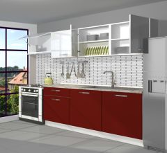 Decoraktiv Smart 240 MDF Hazır Mutfak Dolabı Bordo - Beyaz