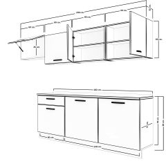 Decoraktiv Smart 240 MDF Hazır Mutfak Dolabı Bordo - Beyaz