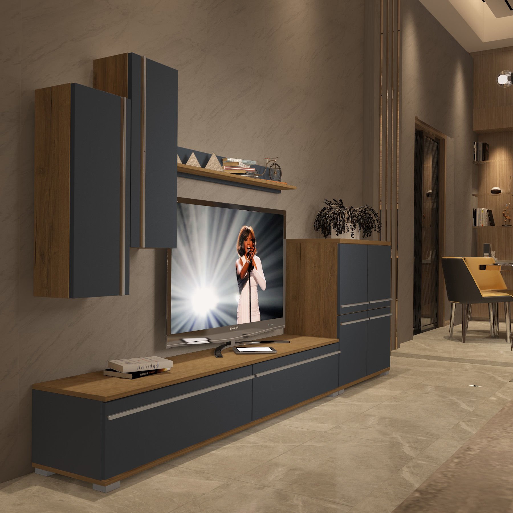 Decoraktiv Eko 6 Mdf Std Tv Ünitesi Tv Sehpası Pera - Antrasit