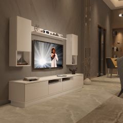 Decoraktiv Trendstyle 5220DAS Slm Tv Ünitesi Tv Sehpası Parlak Beyaz