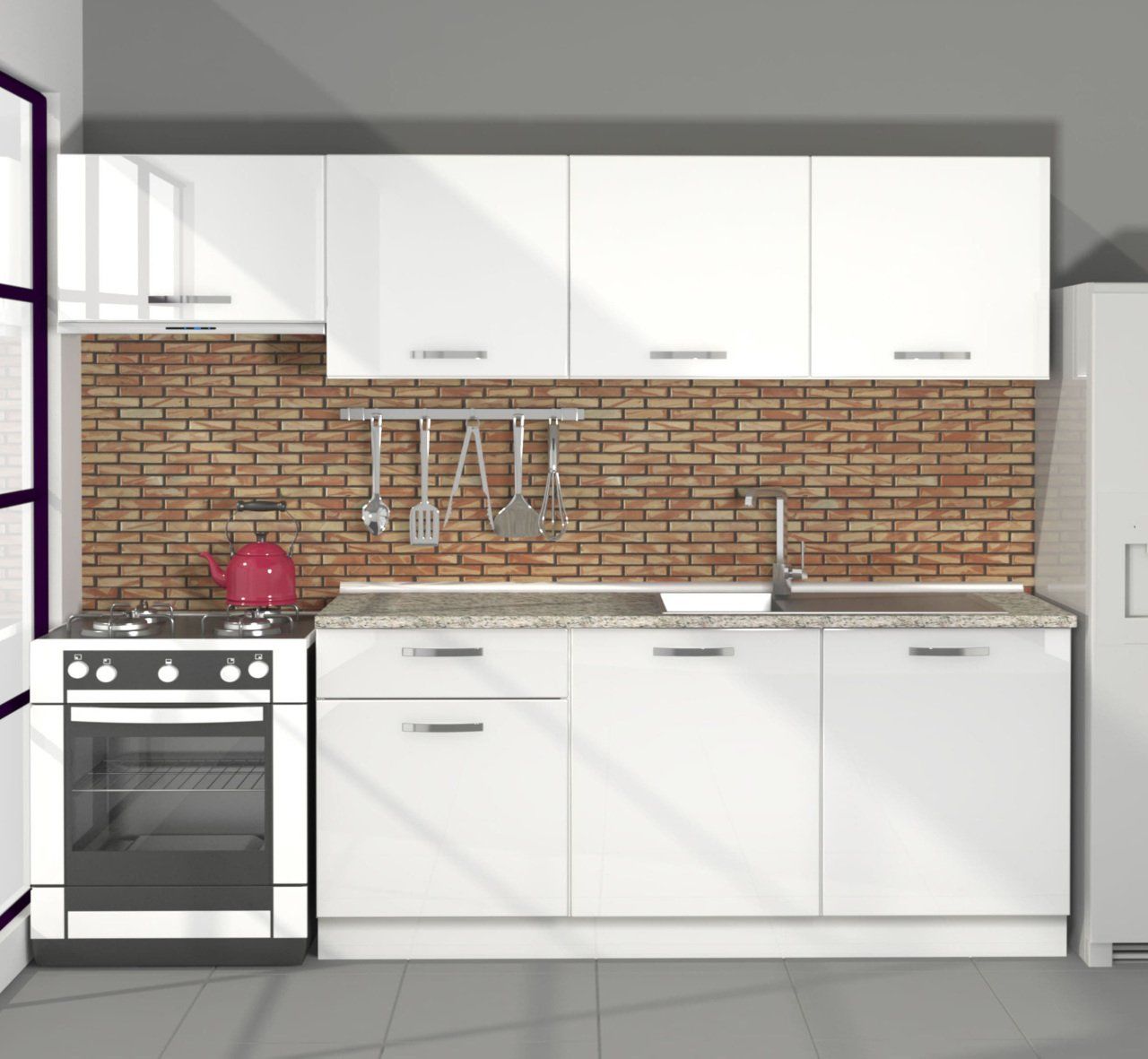 Decoraktiv Smart 240 MDF Hazır Mutfak Dolabı Parlak Beyaz