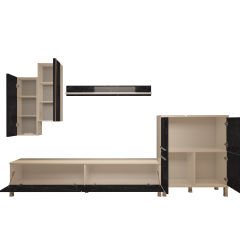 Decoraktiv Eko 6 Mdf Std Krom Ayaklı Tv Ünitesi Tv Sehpası Beyaz - Siyah Mermer