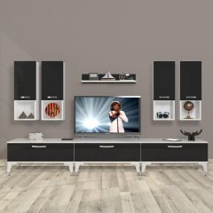 Decoraktiv Eko 8DA Slm Silver Tv Ünitesi Tv Sehpası Beyaz - Siyah