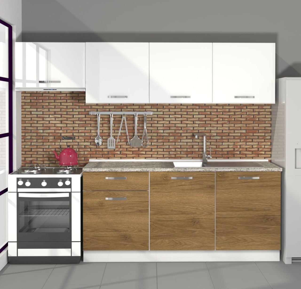 Decoraktiv Smart 240 MDF Hazır Mutfak Dolabı Pera - Beyaz
