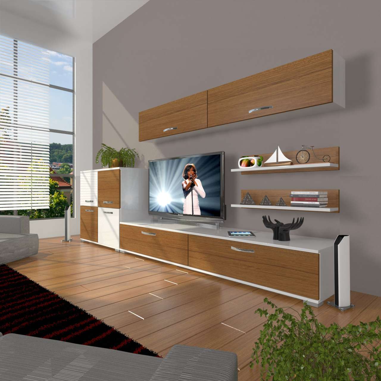Decoraktiv Eko 6Y Slm Std Tv Ünitesi Tv Sehpası Beyaz - Ceviz