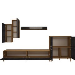 Decoraktiv Eko 6 Mdf Std Krom Ayaklı Tv Ünitesi Tv Sehpası Pera - Siyah Mermer