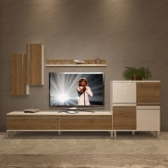 Decoraktiv Eko 6 Mdf Std Krom Ayaklı Tv Ünitesi Tv Sehpası Beyaz - Pera