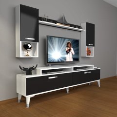 Decoraktiv Ekoflex 5DA Slm Silver Tv Ünitesi Tv Sehpası Beyaz - Siyah