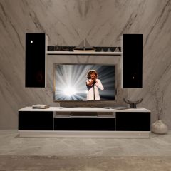Decoraktiv Trendstyle 5DS Slm Tv Ünitesi Tv Sehpası Beyaz - Siyah