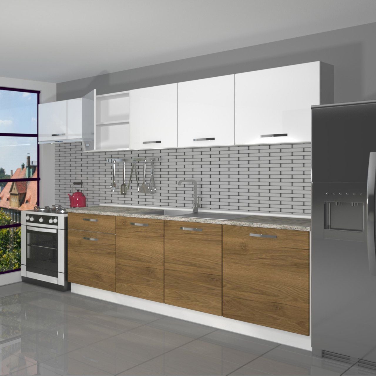 Decoraktiv Smart 280 MDF Hazır Mutfak Dolabı Pera - Beyaz