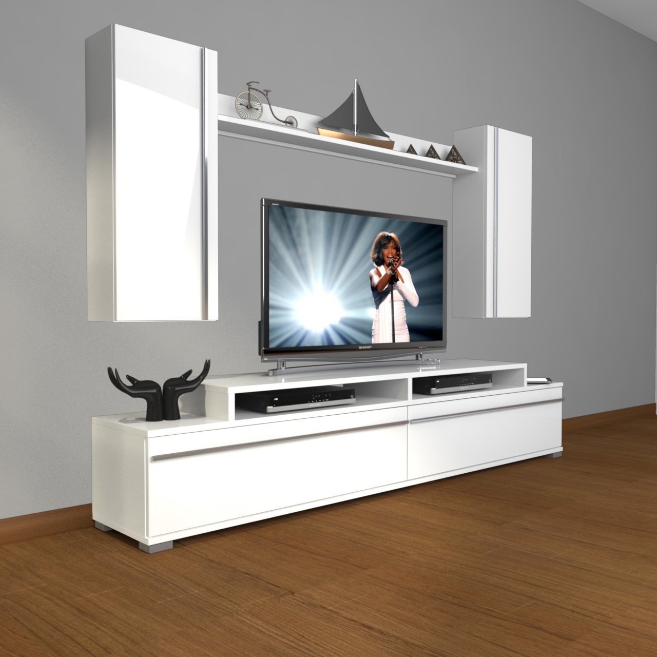 Decoraktiv Ekoflex 7 Mdf Tv Ünitesi Tv Sehpası Parlak Beyaz