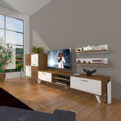 Decoraktiv Eko On Slm Dvd Retro Tv Ünitesi Tv Sehpası Ceviz - Beyaz