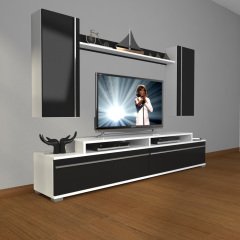 Decoraktiv Ekoflex 7 Mdf Tv Ünitesi Tv Sehpası Beyaz - Siyah
