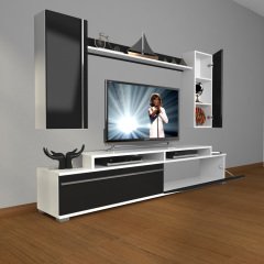 Decoraktiv Ekoflex 7 Mdf Tv Ünitesi Tv Sehpası Beyaz - Siyah