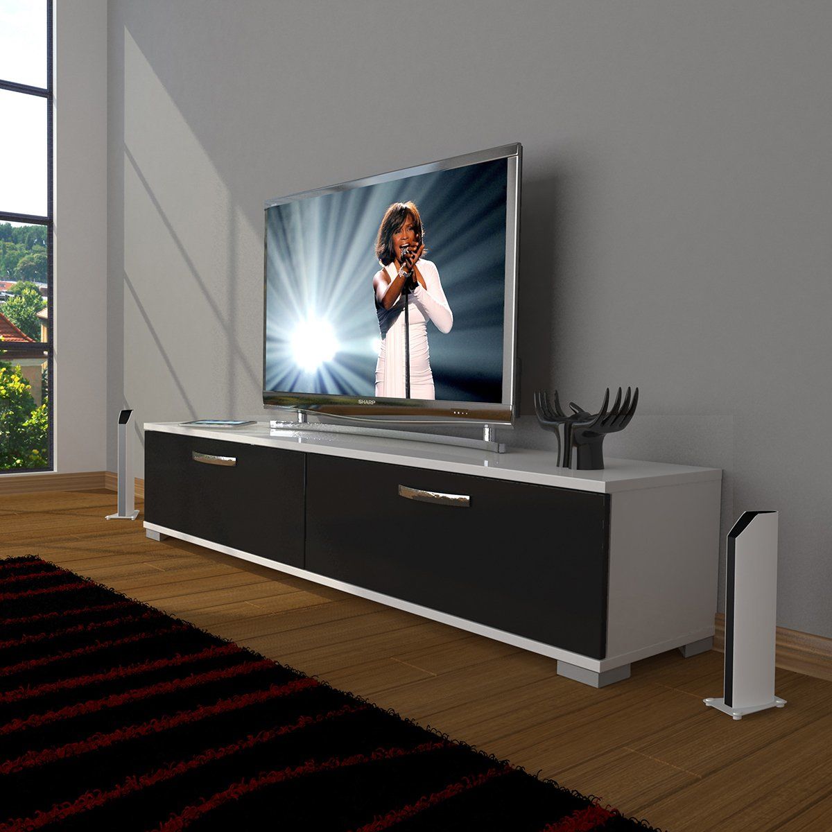 Decoraktiv Eko 140 Mdf Std Tv Ünitesi Tv Sehpası Beyaz - Siyah