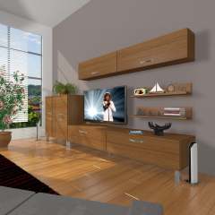 Decoraktiv Eko 6Y Slm Std Krom Ayaklı Tv Ünitesi Tv Sehpası Ceviz
