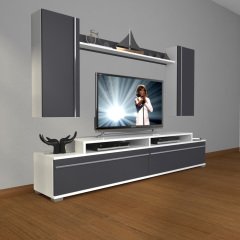 Decoraktiv Ekoflex 7 Mdf Tv Ünitesi Tv Sehpası Beyaz - Antrasit