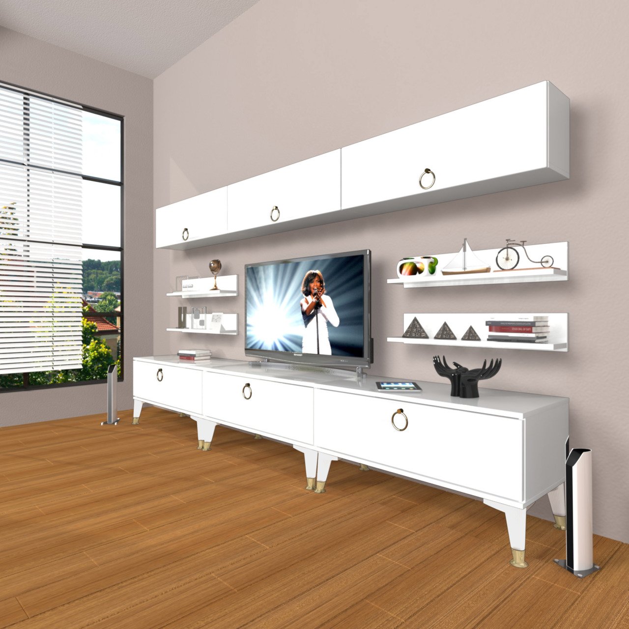 Decoraktiv Eko 8Y Mdf Gold Tv Ünitesi Tv Sehpası