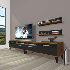 Decoraktiv Eko 200r Mdf Silver Tv Ünitesi Tv Sehpası Ceviz - Siyah