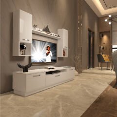 Decoraktiv Trendstyle 5DA Mdf Tv Ünitesi Tv Sehpası Parlak Beyaz