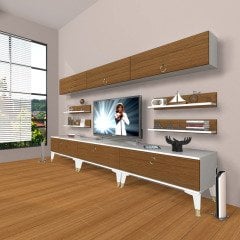 Decoraktiv Eko 8Y Mdf Gold Tv Ünitesi Tv Sehpası Beyaz - Ceviz