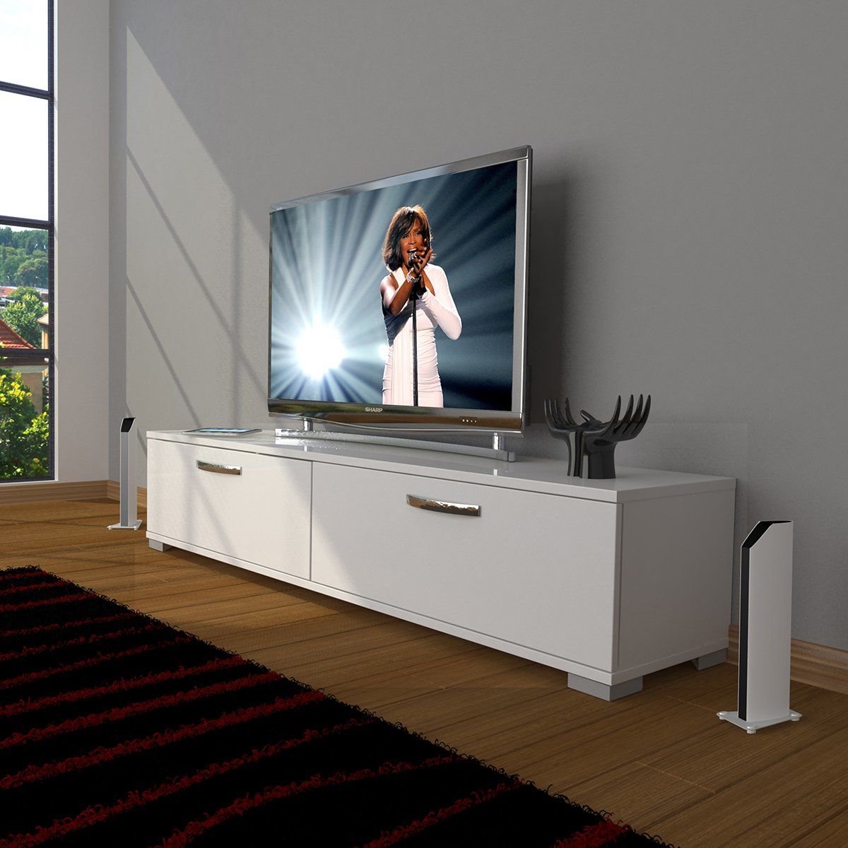 Decoraktiv Eko 140 Mdf Std Tv Ünitesi Tv Sehpası Parlak Beyaz