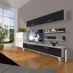 Decoraktiv Eko 6Y Slm Std Retro Tv Ünitesi Tv Sehpası Beyaz - Siyah