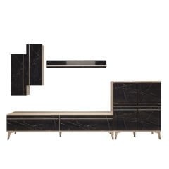 Decoraktiv Eko 6 Mdf Std Silver Tv Ünitesi Tv Sehpası Beyaz - Siyah Mermer