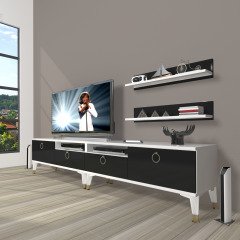 Decoraktiv Eko 200r Mdf Gold Tv Ünitesi Tv Sehpası Beyaz - Siyah