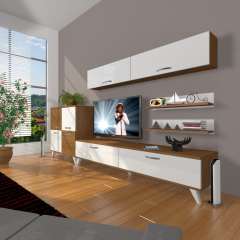 Decoraktiv Eko 6Y Slm Std Retro Tv Ünitesi Tv Sehpası Ceviz - Beyaz