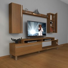 Decoraktiv Ekoflex 7 Mdf Krom Ayaklı Tv Ünitesi Tv Sehpası Ceviz